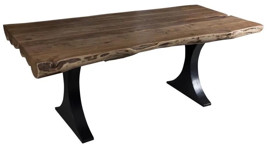 PTMD Eettafel Boomstam Acaciahout en Staal 200 cm cm - Acaciahout - PTMD - Industrieel & robuust