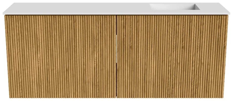 Mondiaz Joya 100cm toiletmeubel oak met wastafel faye rechts 1 kraangat talc