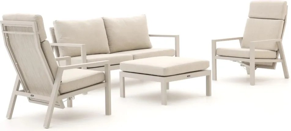 + 15% kassakorting | Stoel-bank loungeset Manifesto  | 4 personen | Loungeset Beige | Aluminium | Kees Smit Tuinmeubelen