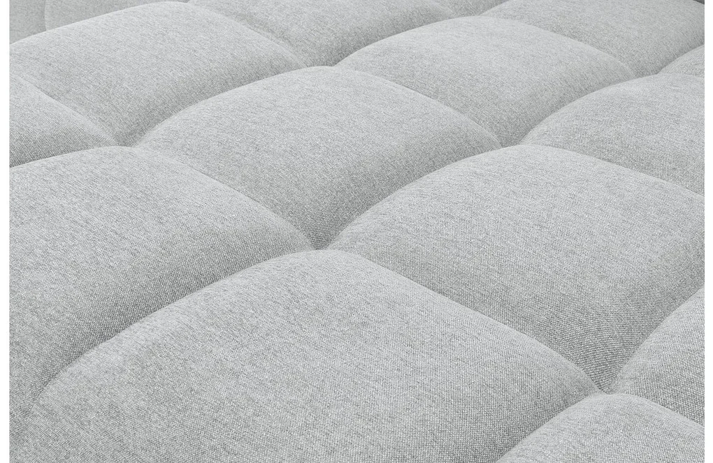 Goossens Excellent Bank Kubus - 40 X 40 Cm Stiksel lichtgrijs, stof, 1,5-zits, modern design met chaise longue rechts