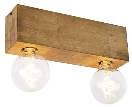 Landelijke plafondSpot / Opbouwspot / Plafondspot vintage hout 2-lichts - Bloc Landelijk E27 Binnenverlichting Lamp