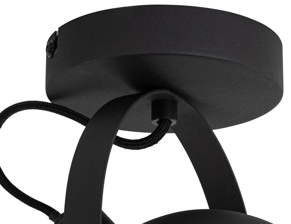 Industriële plafondlamp zwart met goud 15 cm verstelbaar - Magnax