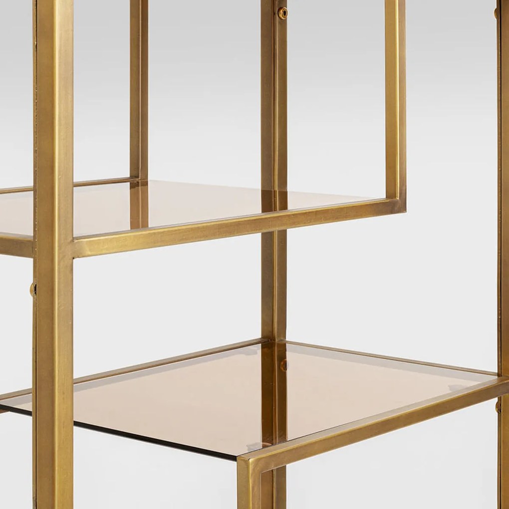 Smal Hoog Wandrek Staal Met Glas Goud - 60x30x195cm.