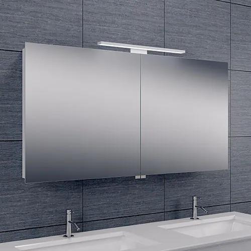 Spiegelkast Larissa 120x60x14cm Aluminium LED Verlichting Stopcontact Binnen en Buiten Spiegel Glazen Planken