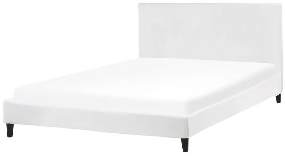 Bed fluweel wit 160 x 200 cm FITOU Beliani