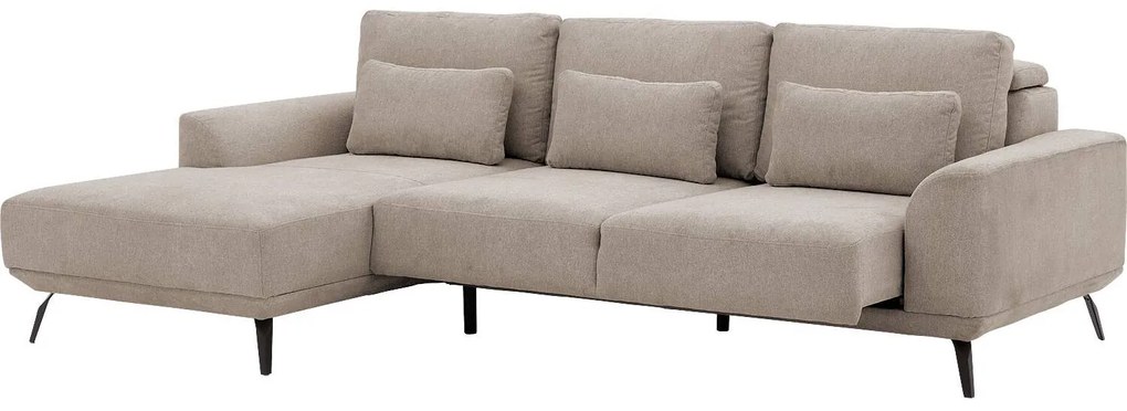 Goossens Excellent Bank Princess Met Elektrisch Uitschuifbaar Zitvlak beige, stof, 2,5-zits, elegant chic met chaise longue links