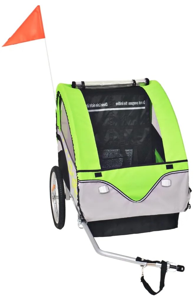 vidaXL Fietskar voor kinderen 30 kg grijs en groen