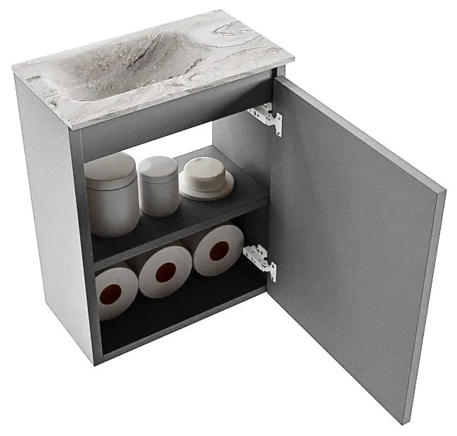 Mondiaz Ture DLux toiletmeubel 40cm plata met wastafel glace links zonder kraangat