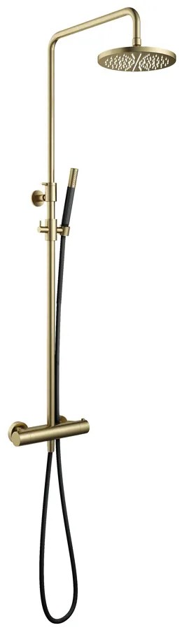 Hotbath Cobber SDS9BB thermostatische opbouw doucheset met ronde handdouche en 30cm hoofddouche geborsteld messing