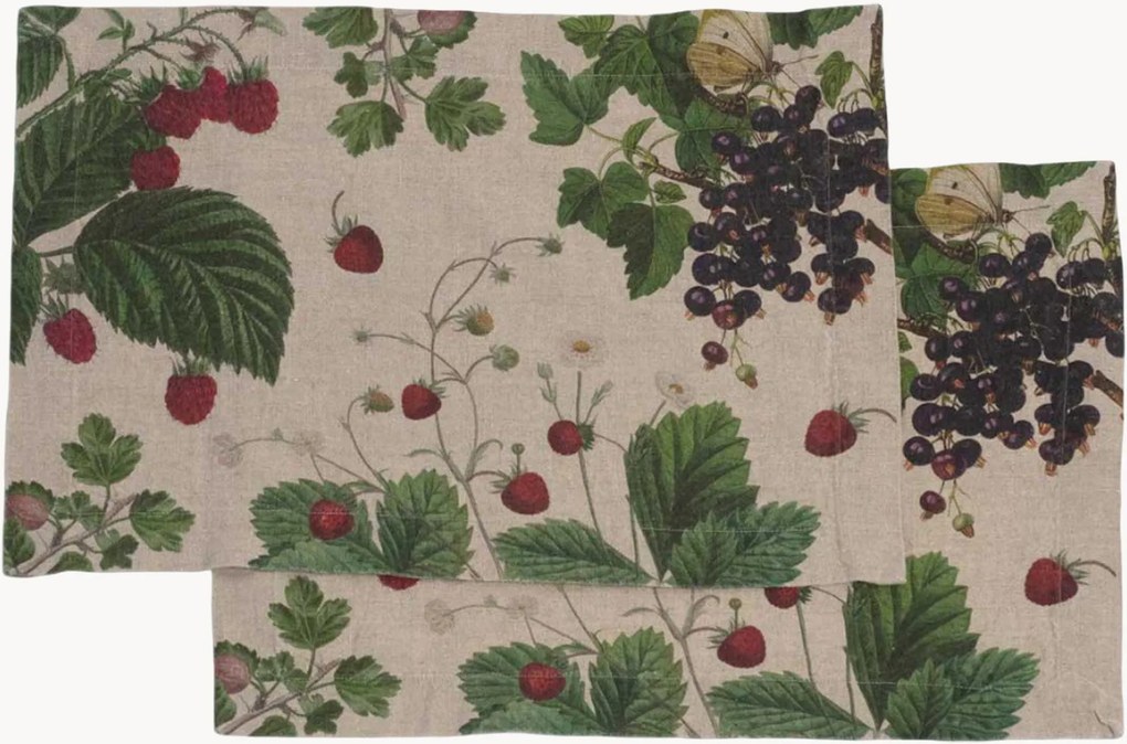 Linnen placemats Berries, 2-delig