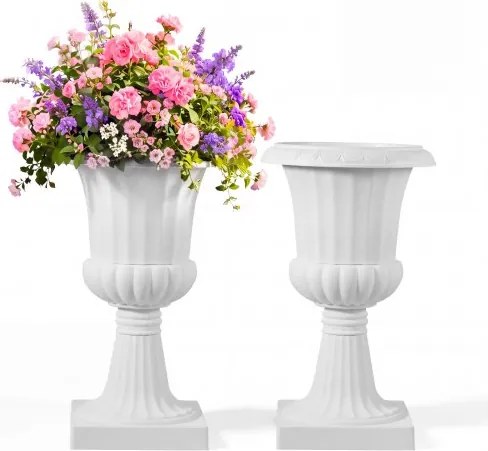VEVOR Plastic Bloempotstandaard, 40x67 cm, 2-Pack, Bloempot, Plantenschaal, Witte Bloempotten, voor Veranda, Bruiloft, Feest, Huis, Podium, Balkon, Terrasdecoratie
