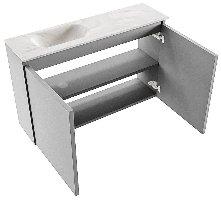 Mondiaz Ture DLux toiletmeubel 80cm plata met wastafel ostra links met kraangat