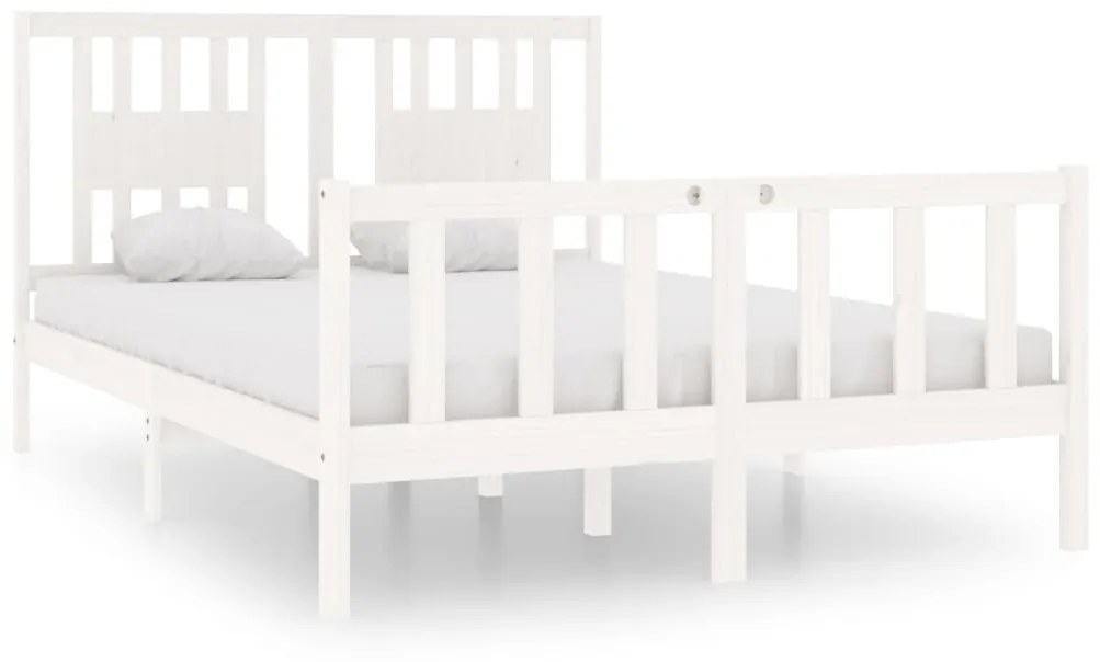 vidaXL Bedframe massief hout wit 140x190 cm