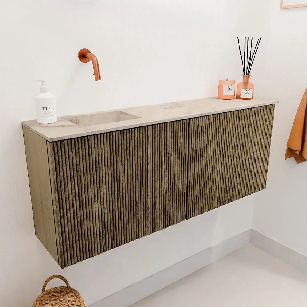 Mondiaz Joya DLux 100cm toiletmeubel dusk met wastafel faye links zonder kraangat frappe