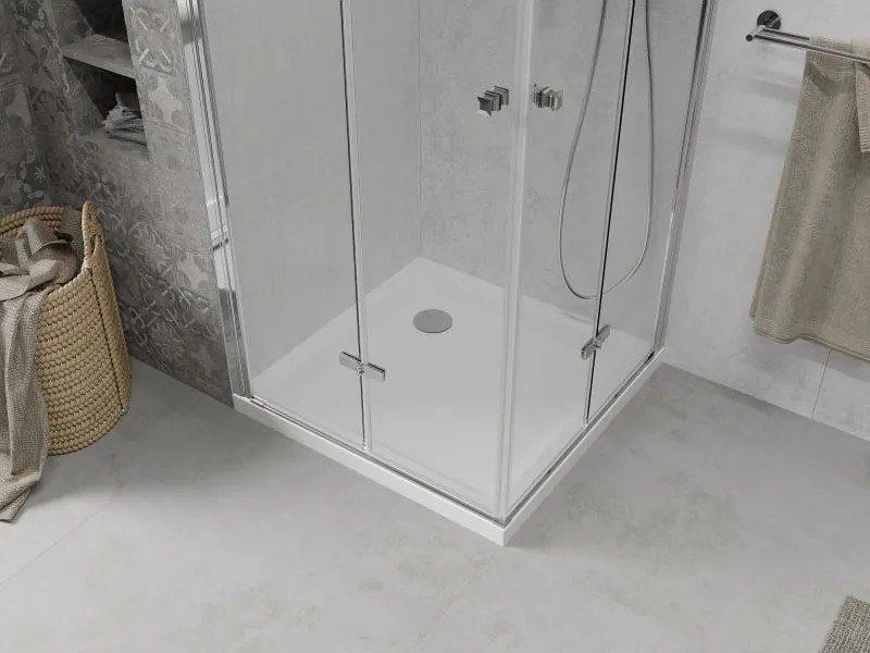 Mexen Lima Duo inklapbare douchecabine 90 x 90 cm, transparant, chroom + Flat douchebak - 856-090-090-01-02-4010