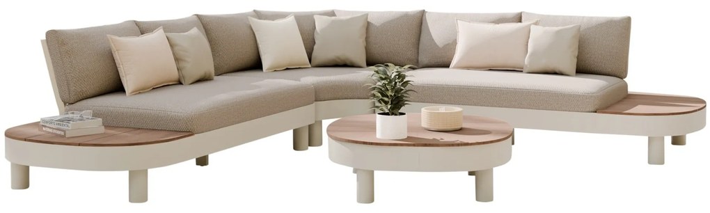 Bellezza organische hoek loungeset 4 delig alliminium latte zand