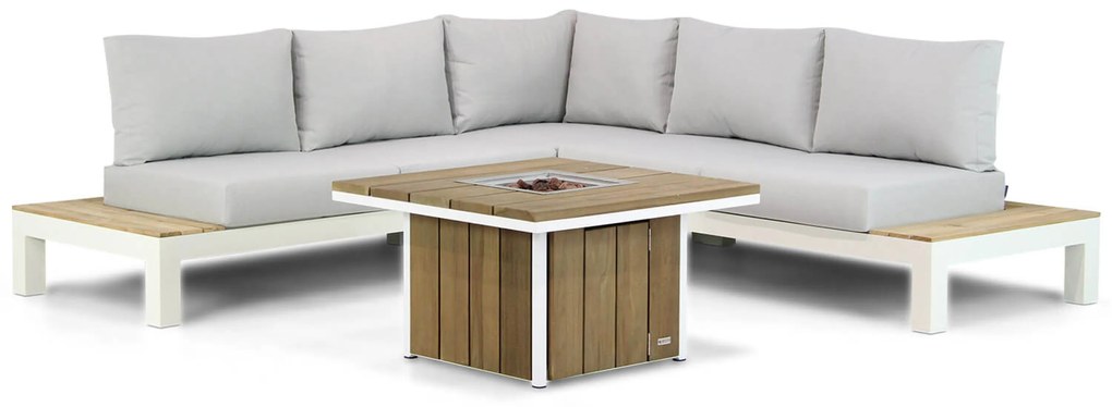Loungeset 5 personen Aluminium/Teak Wit Lifestyle Garden Furniture Ravalla/Seaside