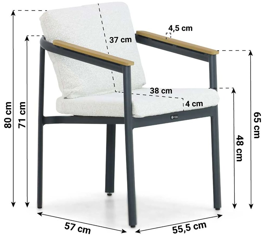 Tuinstoel Aluminium Grijs-antraciet Santika Mind