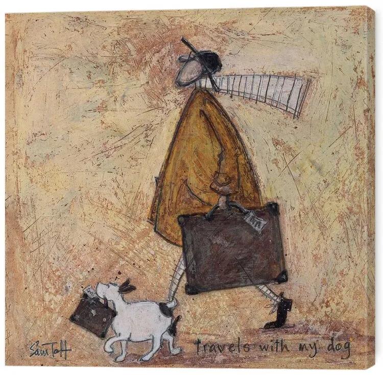 Print op canvas Sam Toft - Travels with the Dog, (40 x 40 cm)