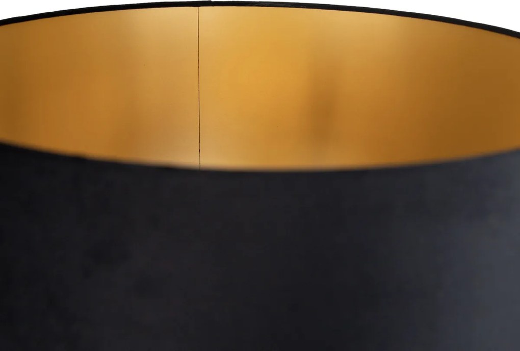Vloerlamp goud met kap zwart en gouden binnenkant 50cm - Linden