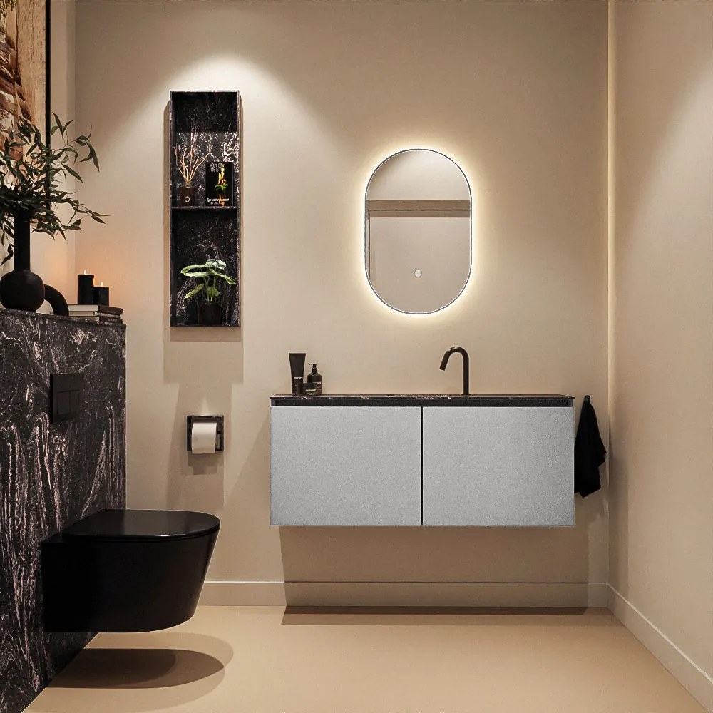 Mondiaz Ture DLux toiletmeubel 120cm plata met wastafel lava midden met kraangat