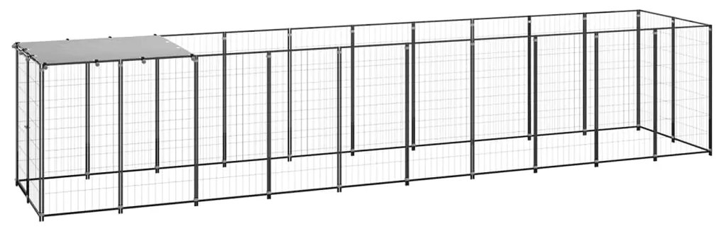 vidaXL Hondenkennel 6,05 m² staal zwart