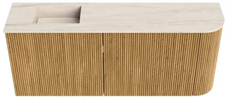 Mondiaz Joya DLux 100cm toiletmeubel ronding rechts oak met wastafel faye links zonder kraangat meli