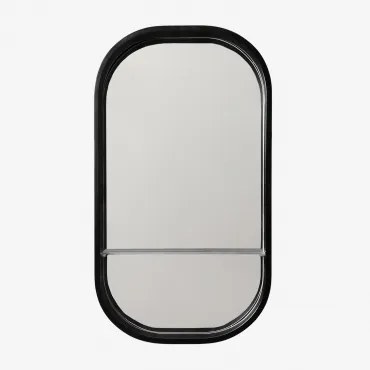 Ovaal Wandspiegel 50x90 Cm Voor Badkamer Met Plank Warien Zwart - Sklum