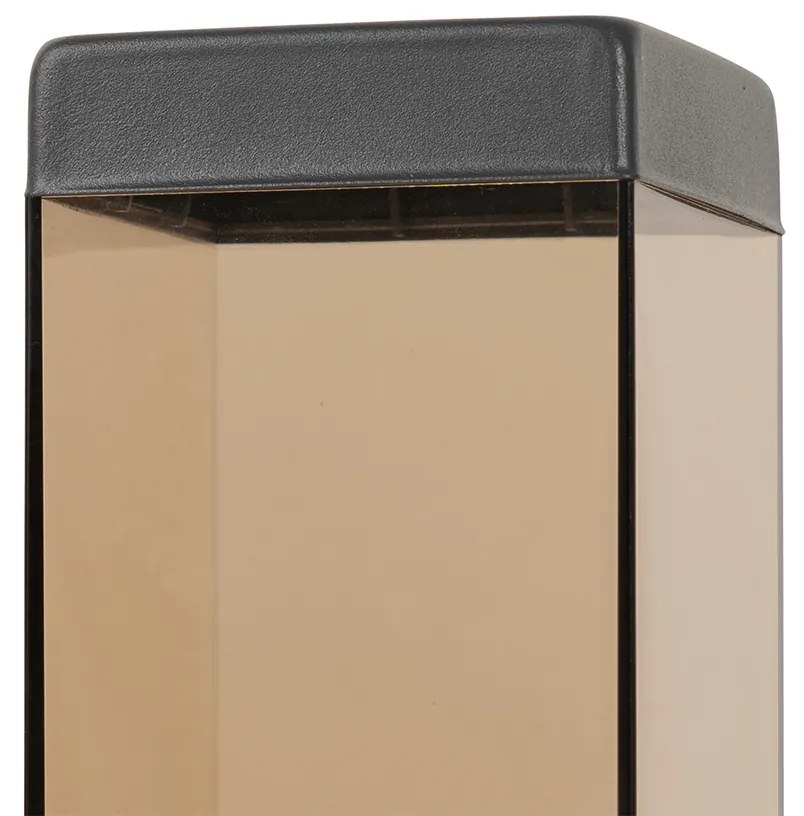 Moderne buitenlamp paal antraciet met smoke 45 cm - Malios Modern E27 IP44 Buitenverlichting
