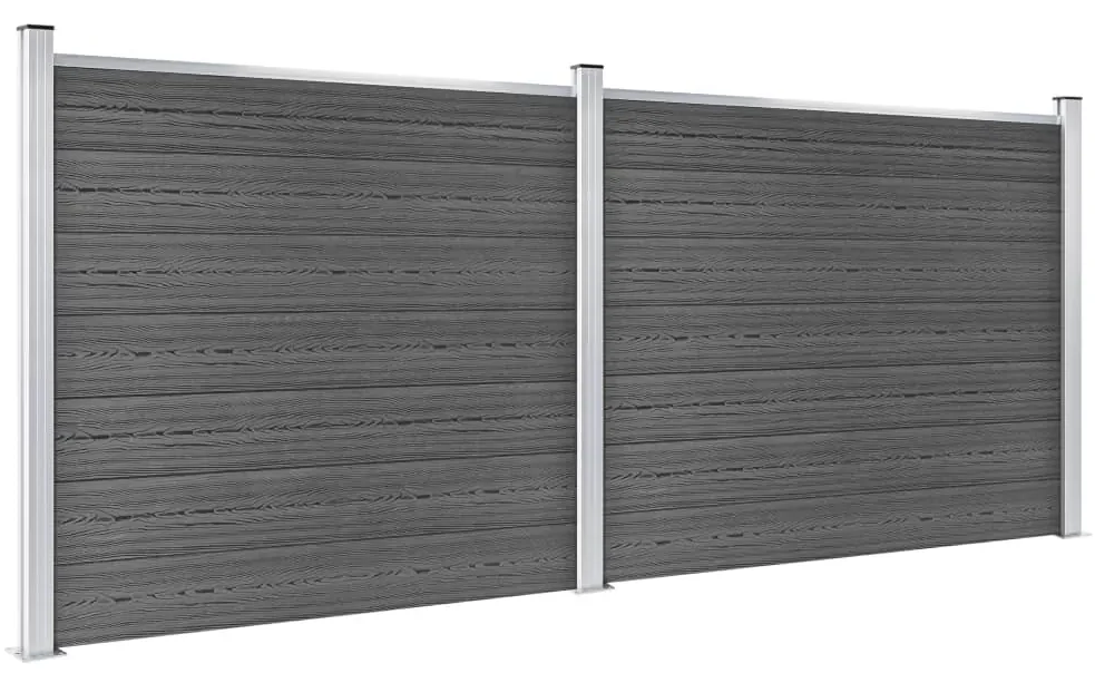 vidaXL Schuttingpanelenset 353x146 cm HKC zwart