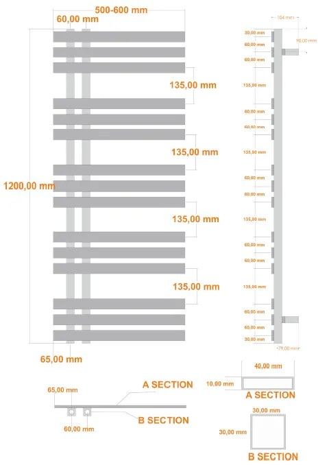 Eastbrook Hurley radiator 120 x 50cm 588 watt wit