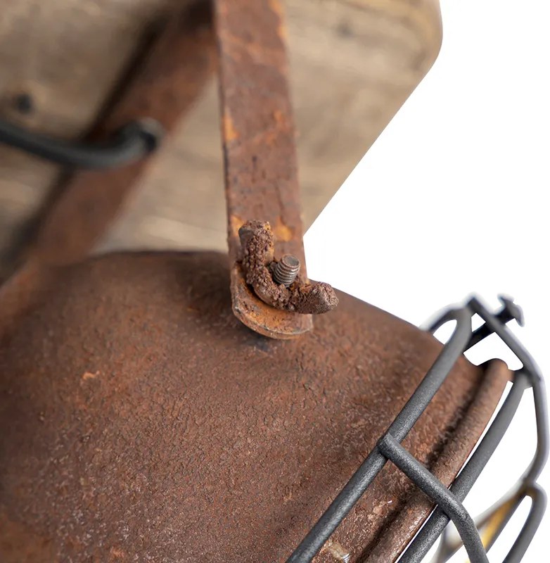 Smart spot roestbruin met hout incl. 4 wifi GU10 - Gina