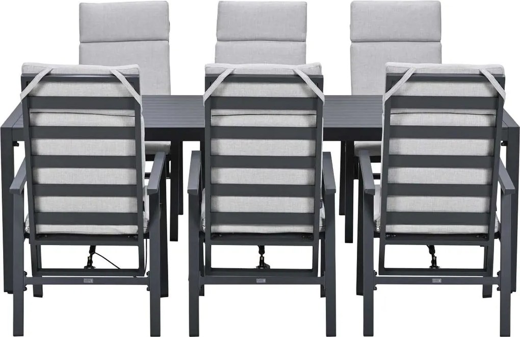 Garden Impressions Kasper tuinset 7-delig - tuintafel 220x93 cm donker grijs