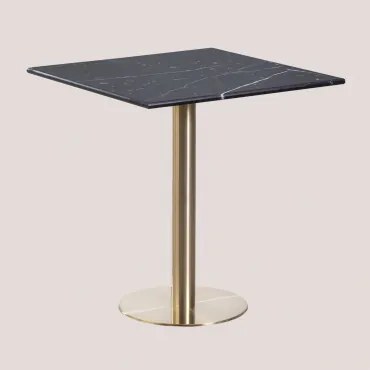 Cosmopolitan Vierkante Marmeren Bartafel Zwart Marmer & ↔︎ 70 Cm & Champagne Goud - Sklum