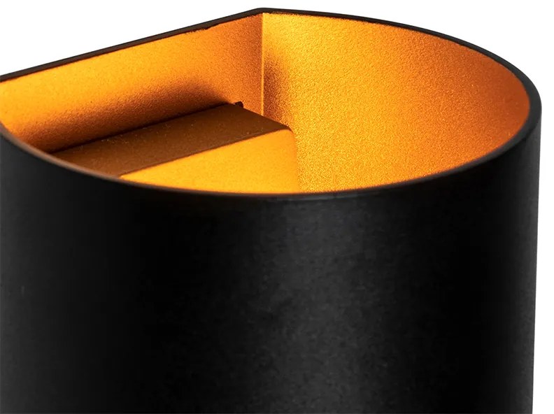 Moderne wandlamp zwart met messing - Sabbio