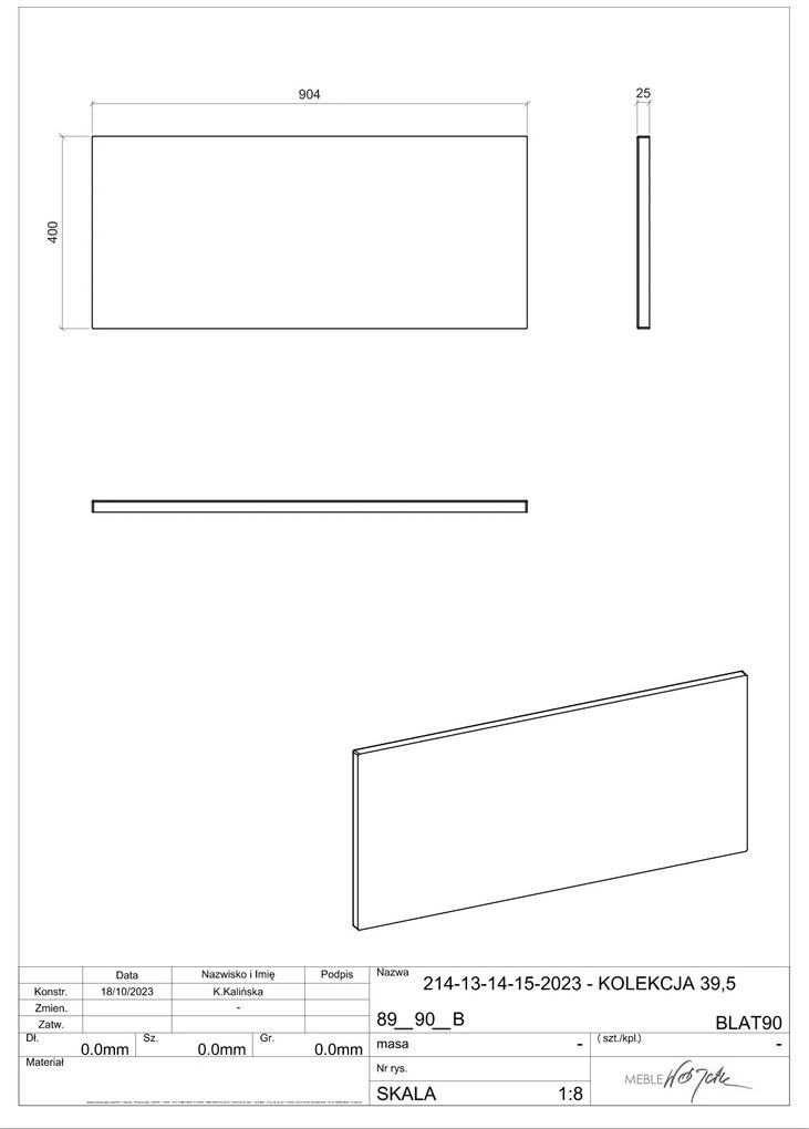 Comad Nova Oak wastafel toppaneel 90cm eiken