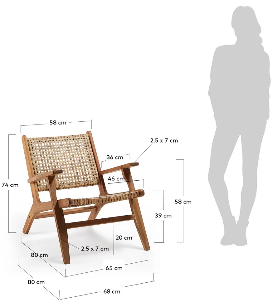Kave Home Grignoon Houten Fauteuil Met Riet
