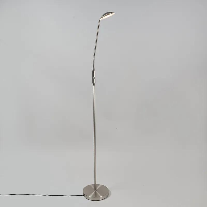 Moderne vloerlamp met dimmer staal incl. LED - Eva Modern Binnenverlichting Lamp