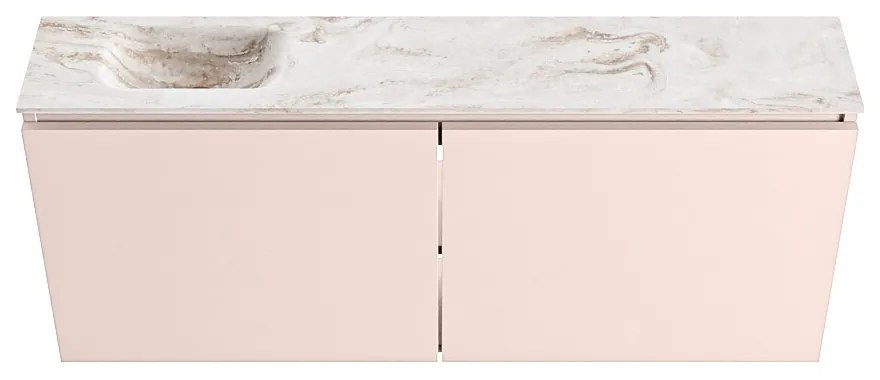 Mondiaz Ture DLux toiletmeubel 120cm rosee met wastafel frappe links zonder kraangat