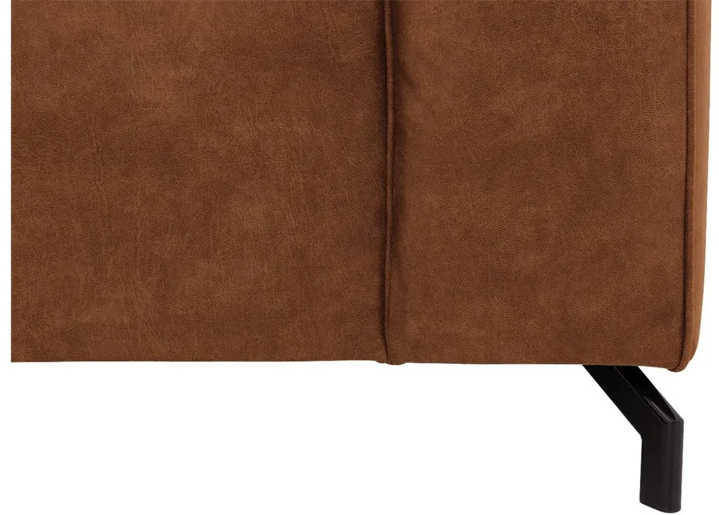 Goossens Bank Calvin cognac, micro leer, 3-zits, modern design met ligelement links