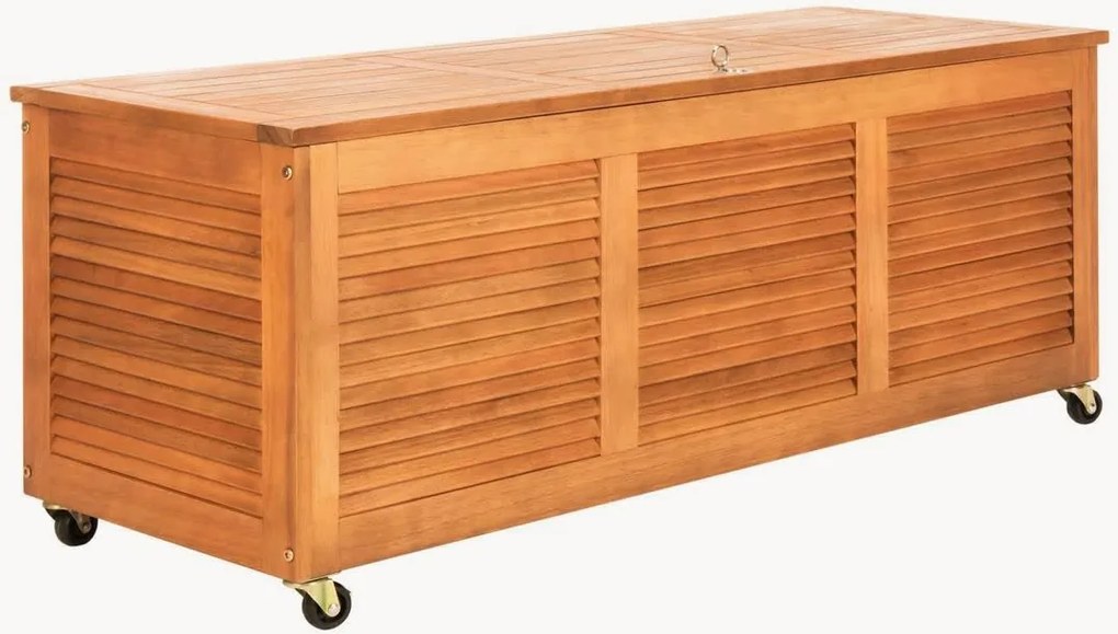 Tuin opbergbox Elina van eucalyptus hout met wielen