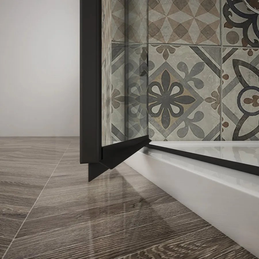 Gelco Trinity douchecabine met mat glas 120x80cm links zwart mat