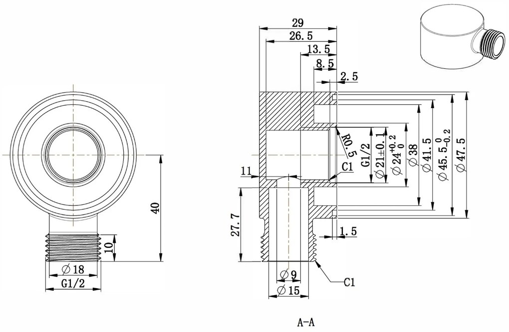 Best Design Ore muuraansluiting RVS