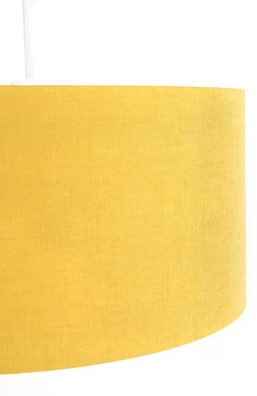 Stoffen Eettafel / Eetkamer Hanglamp wit met gele kap 50 cm - Combi 1 Modern, Landelijk, Klassiek / Antiek E27 rond Binnenverlichting Lamp