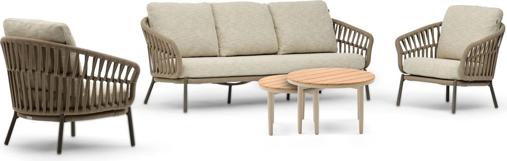 Stoel en Bank Loungeset 5 personen Rope Zand/Beige Coco Elara/Toscane