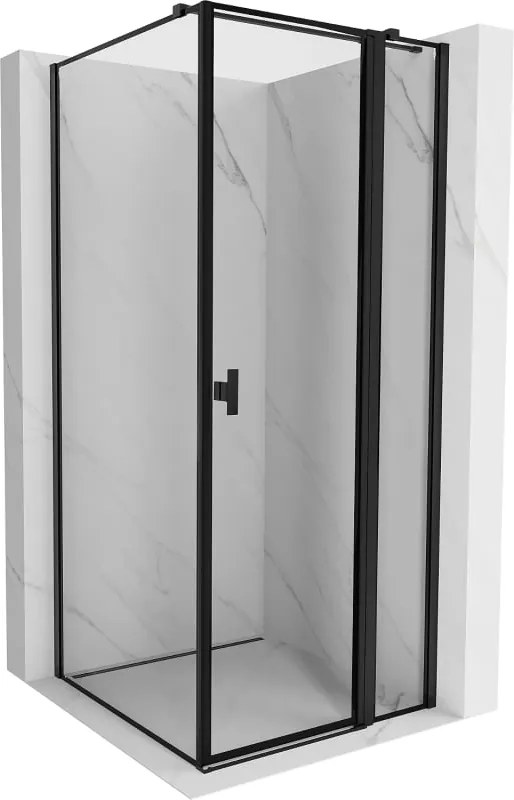 Mexen Mist T douchecabine scharnierend recht 80 x 80 cm, zwart frame, zwart - 8A4T-080-080-70-70-P