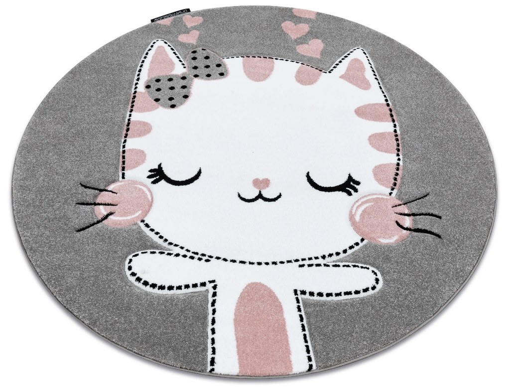 Tapijt PETIT KITTY kat poes poesje ROND grijskleuring