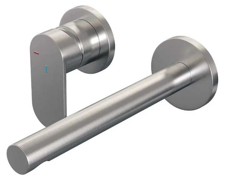 Brauer Brushed Edition ColdStart wastafelkraan inbouw rechte uitloop en rozetten model C2 RVS geborsteld PVD