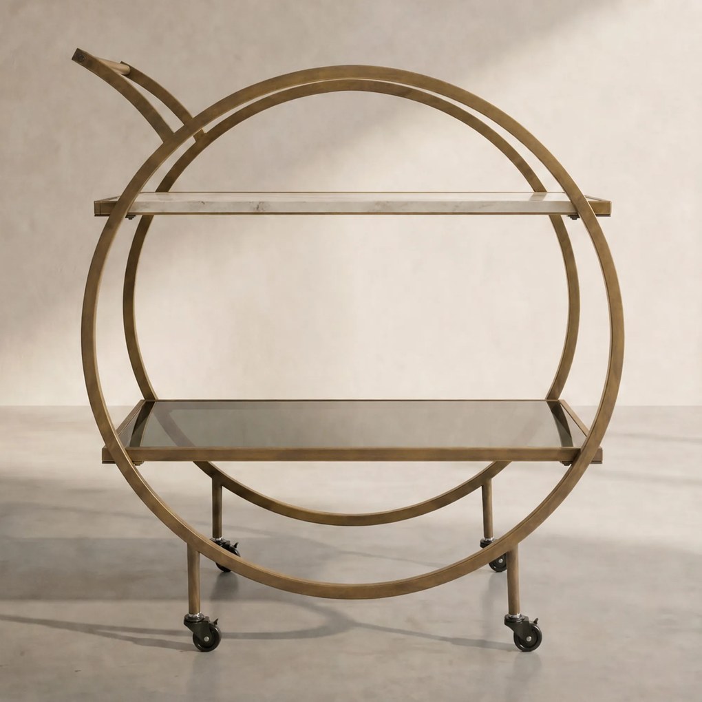 Ronde Design Trolley Messing - 74 X 40cm.