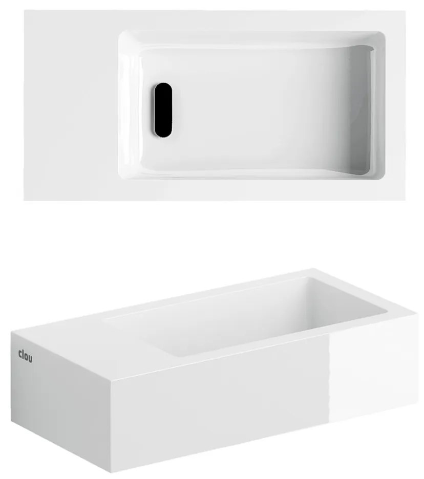 Clou Flush 3 fontein mineraalmarmer 36cm links wit glans